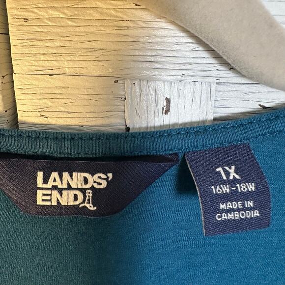 Lands end women’s dress pullover casual cap sleeve rushed front twist plus size - Picture 3 of 11